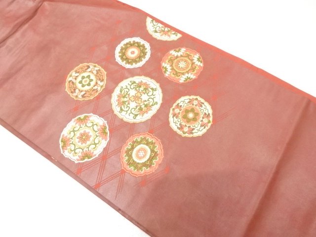 Nagoya obi with woven flower pattern